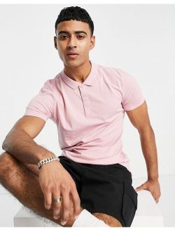 muscle fit jersey polo in pink