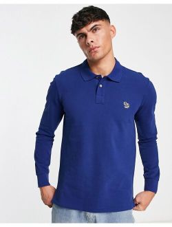 PS Paul Smith regular fit logo long sleeve polo in blue