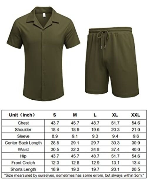 COOFANDY Men's Shirt and Short Sets Casual Two Piece Outfits Sets Wrinkle Free Summer Outfits