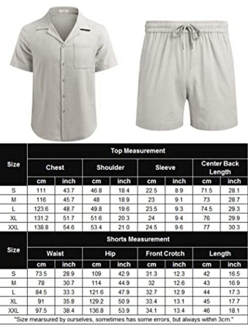 COOFANDY Men's 2 Piece Short Sets Casual Corduroy Button Down Shirt Shorts Set Summer Beach Outfits with Pockets