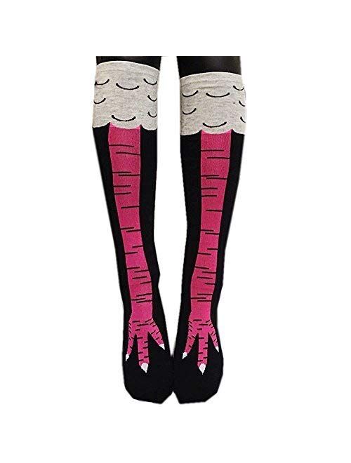 Thefound Crazy Funny Chicken Legs Knee-High Novelty Socks Funny Gifts