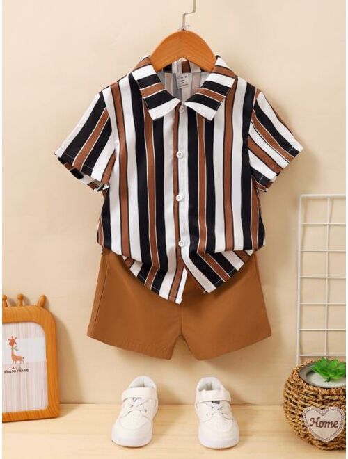 Shein Toddler Boys Striped Shirt & Shorts