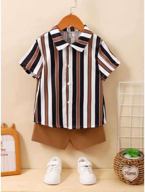 Shein Toddler Boys Striped Shirt & Shorts