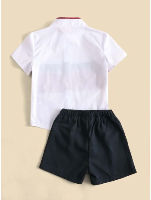 Shein Toddler Boys Color Block Shirt & Shorts