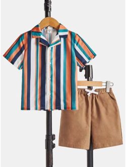 Toddler Boys Striped Shirt & Shorts