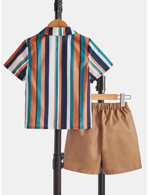 SHEIN Toddler Boys Striped Shirt & Shorts
