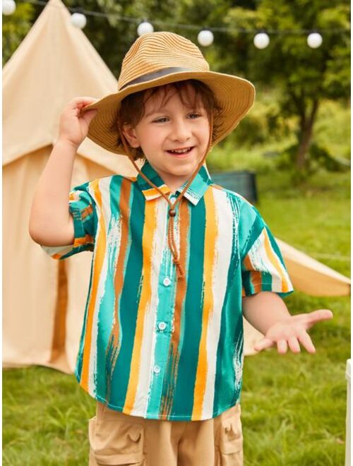 SHEIN Toddler Boys Striped Drop Shoulder Shirt