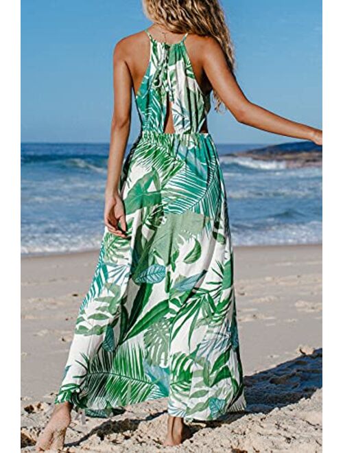 CUPSHE Women's Leafy Cutout Maxi Sleeveless Dress