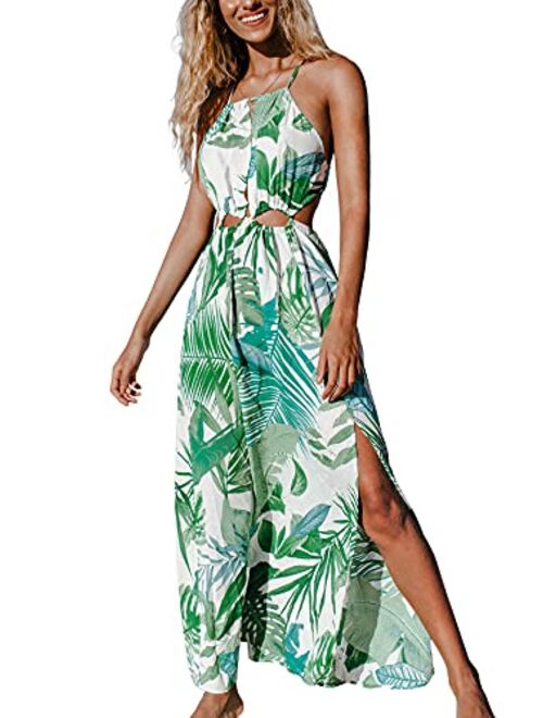 CUPSHE Women's Leafy Cutout Maxi Sleeveless Dress