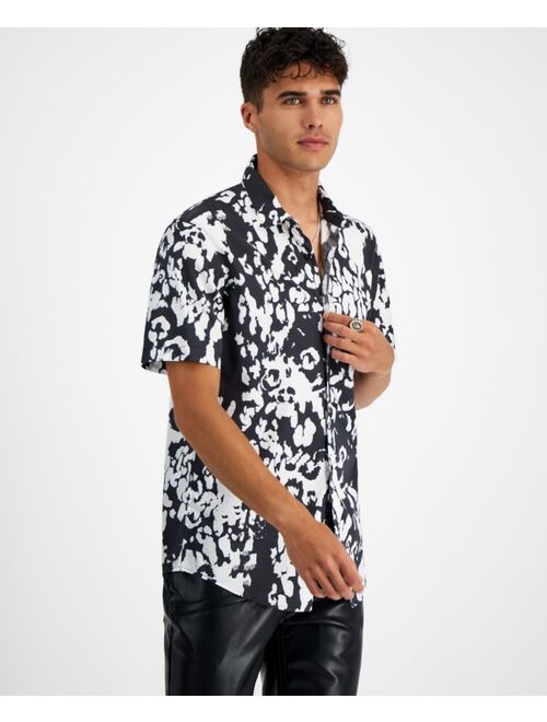 INC International Concepts Men's Cheetah Short-Sleeve Button-Up Shirt, Created for Macy's