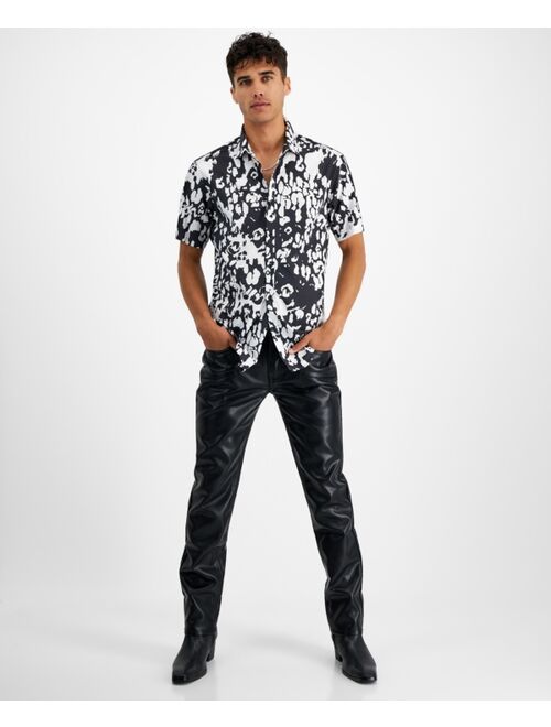 INC International Concepts Men's Cheetah Short-Sleeve Button-Up Shirt, Created for Macy's