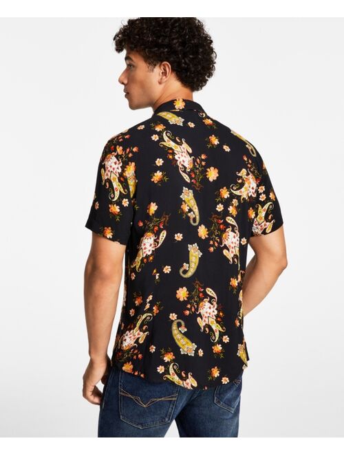 GUESS Men's Myst Floral Paisley-Print Short-Sleeve Shirt