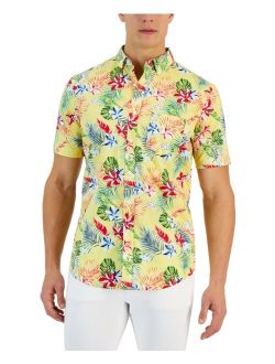 Monet Short Sleeve Button-Down Tropical Print Shirt, Created for Macy's