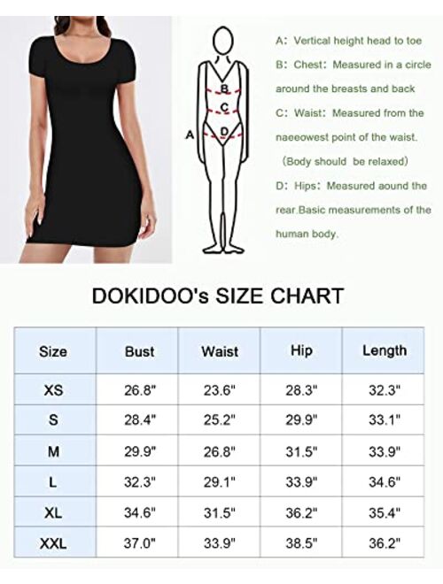 DOKIDOO Women's Summer Bodycon Dress Short Sleeve Scoop Neck Sexy Casual Stretchy T Shirt Mini Dresses