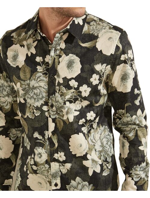 GUESS Men's Luxe Autumn Bloom Stretch Floral-Print Button-Down Shirt