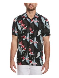 Men's Floral-Print Textured Short-Sleeve Tropical Shirt