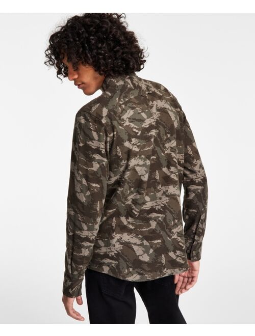 Sun + Stone Men's Leo Regular-Fit Camouflage Flannel Shirt, Created for Macy's