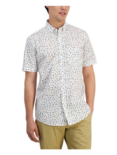 Club Room Men's Off The Hook Classic-Fit Printed Button-Down Poplin Shirt, Created for Macy's