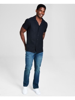 Men's Solid Short Sleeve Camp Shirt, Created for Macy's