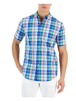 Crown Classic-Fit Plaid Button-Down Poplin Shirt, Created for Macy's