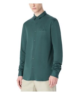 A|X Armani Exchange Men's Embossed Logo Button-Down Shirt