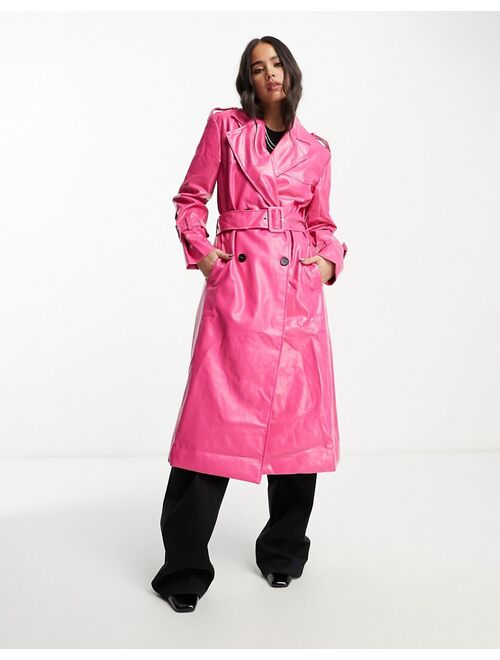 Extro & Vert maxi trench coat in hot pink