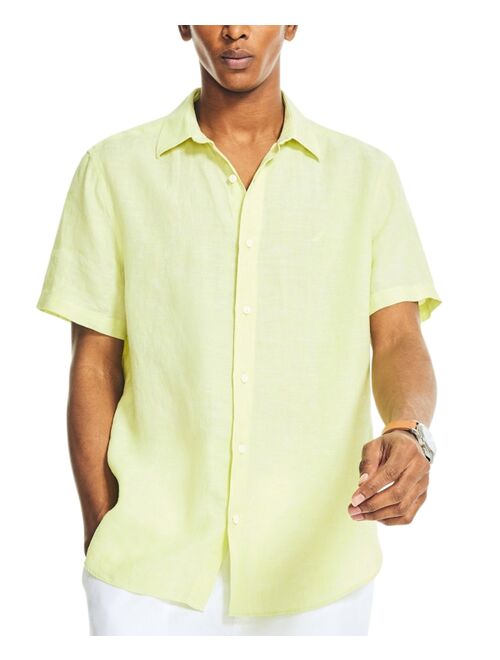 Nautica Men's Classic-Fit Solid Linen Short-Sleeve Shirt