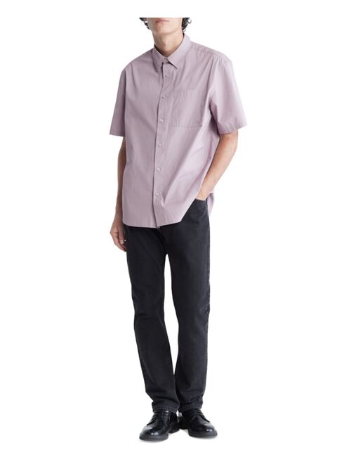 Calvin Klein Men's Short-Sleeve Solid Pocket Button-Down Easy Shirt