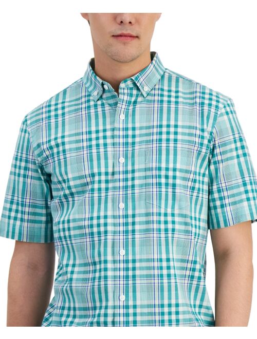 Club Room Men's Rob Classic-Fit Tonal Plaid Button-Down Poplin Shirt, Created for Macy's