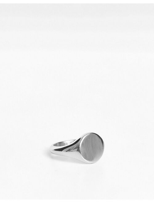ASOS DESIGN waterproof stainless steel pinky ring in silver tone
