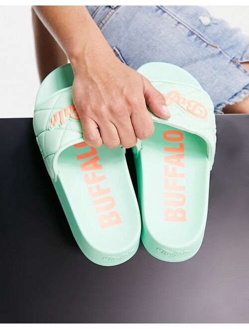 Buffalo Lake Soft quilted sliders in aqua