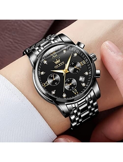 Mens Watches Chronograph Business Dress Quartz Stainless Steel Waterproof Luminous Date Wrist Watch