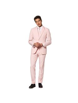 Slim-Fit Lush Blush Solid Suit & Tie Set