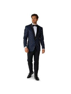 Goldy Dots Metallic Polka Dots Tuxedo Modern-Fit Novelty Suit & Tie Set