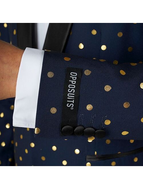 Men's OppoSuits Goldy Dots Metallic Polka Dots Tuxedo Modern-Fit Novelty Suit & Tie Set