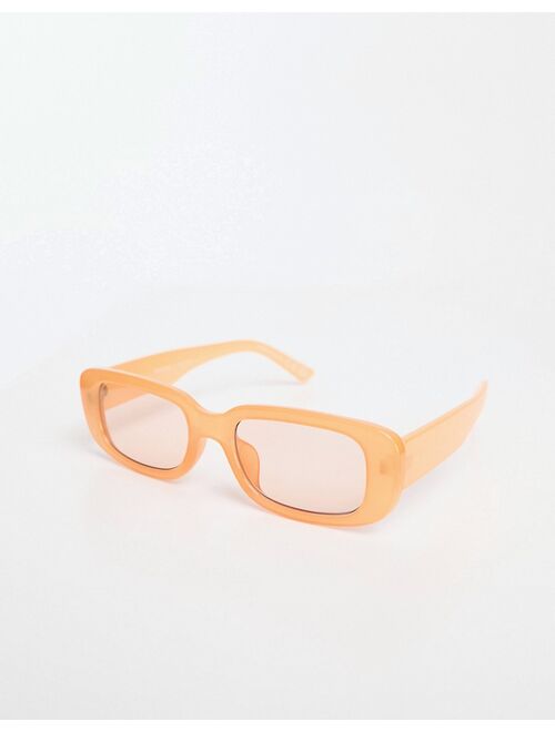 Monki small rectangle sunglasses in orange