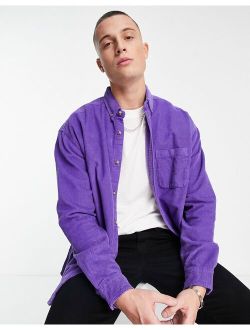 90s oversized cord shirt in bright purple