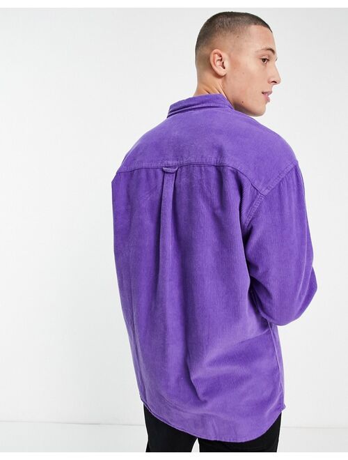 ASOS DESIGN 90s oversized cord shirt in bright purple