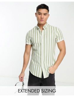 stretch slim oxford stripe shirt in sage green