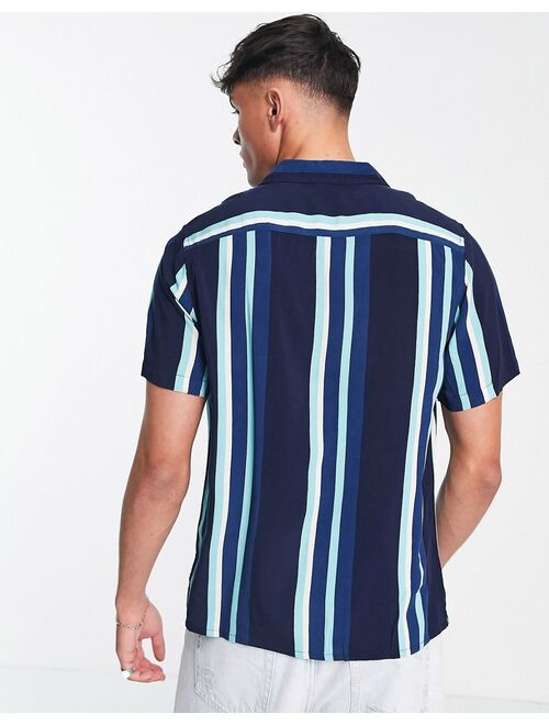 New Look short sleeve shirt with stripes in blue