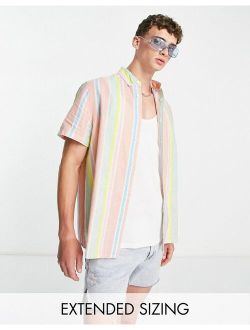relaxed linen shirt in pastel stripe