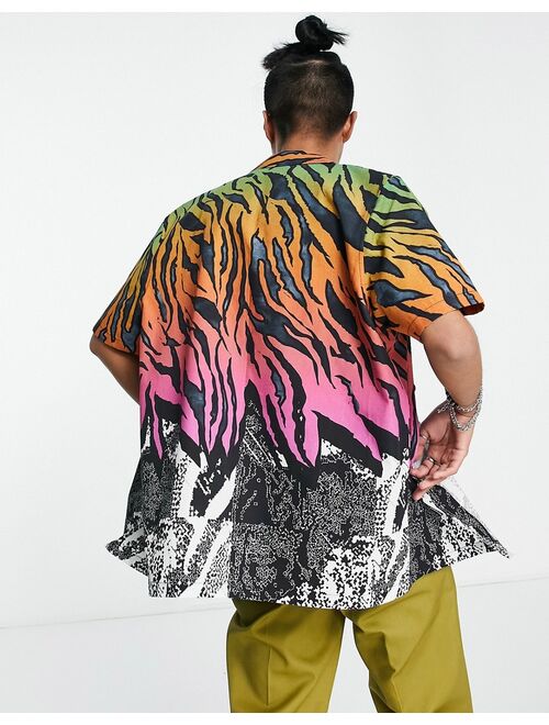 ASOS DESIGN relaxed revere shirt in abstract zebra print