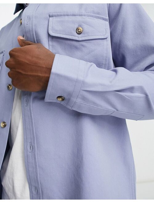 ASOS DESIGN cotton shacket in light blue