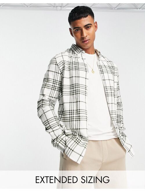 ASOS DESIGN shirt in white and green check