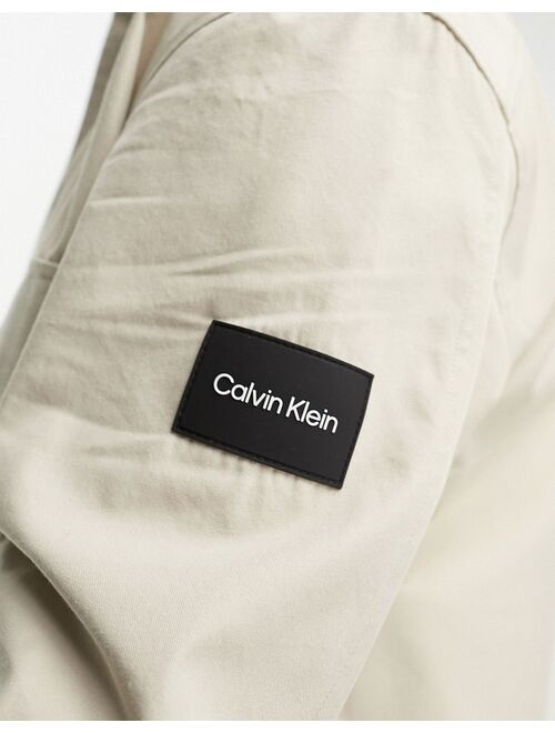 Calvin Klein badge logo overshirt in beige