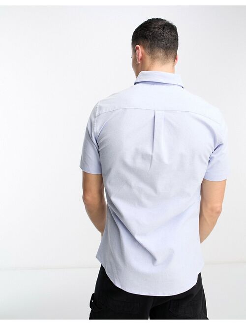 River Island short sleeve stretch Oxford shirt in light blue