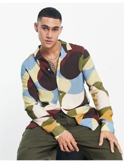 camp collar shirt in abstract print