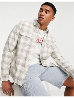 oversized check shirt in white
