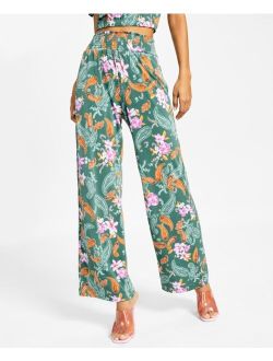 Women's Floral-Print Wide-Leg Pull-On Pants, Created for Macy's
