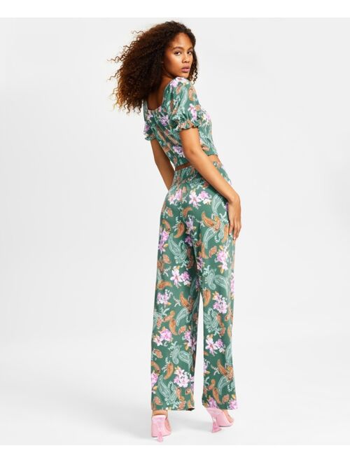 BAR III Women's Floral-Print Wide-Leg Pull-On Pants, Created for Macy's